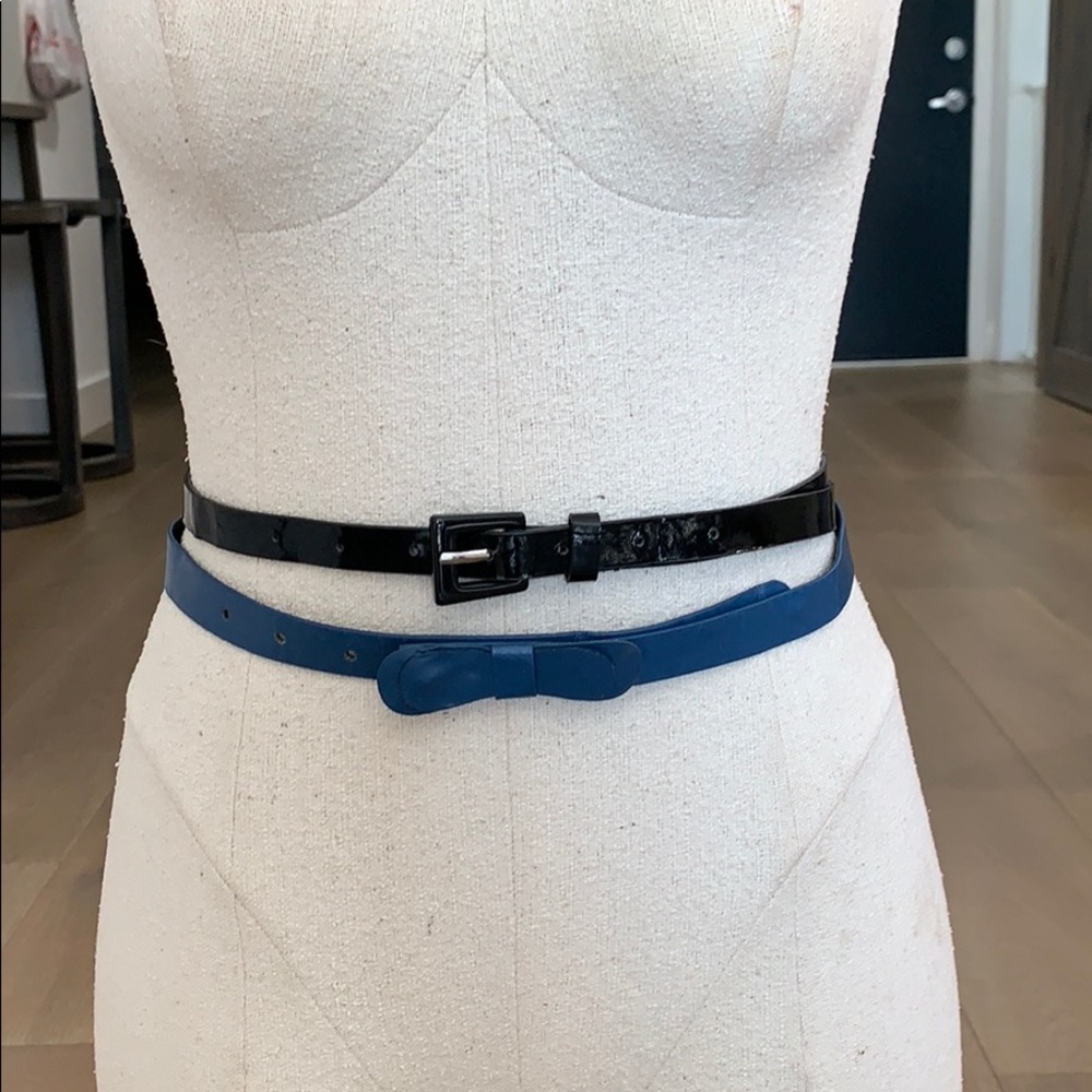 Bundle. Skinny blue and black leather belt